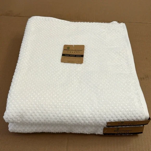 8pc ECOEXISTENCE Bamboo Zero Twist Loops Bath Towel Set - White - Picture 3 of 11
